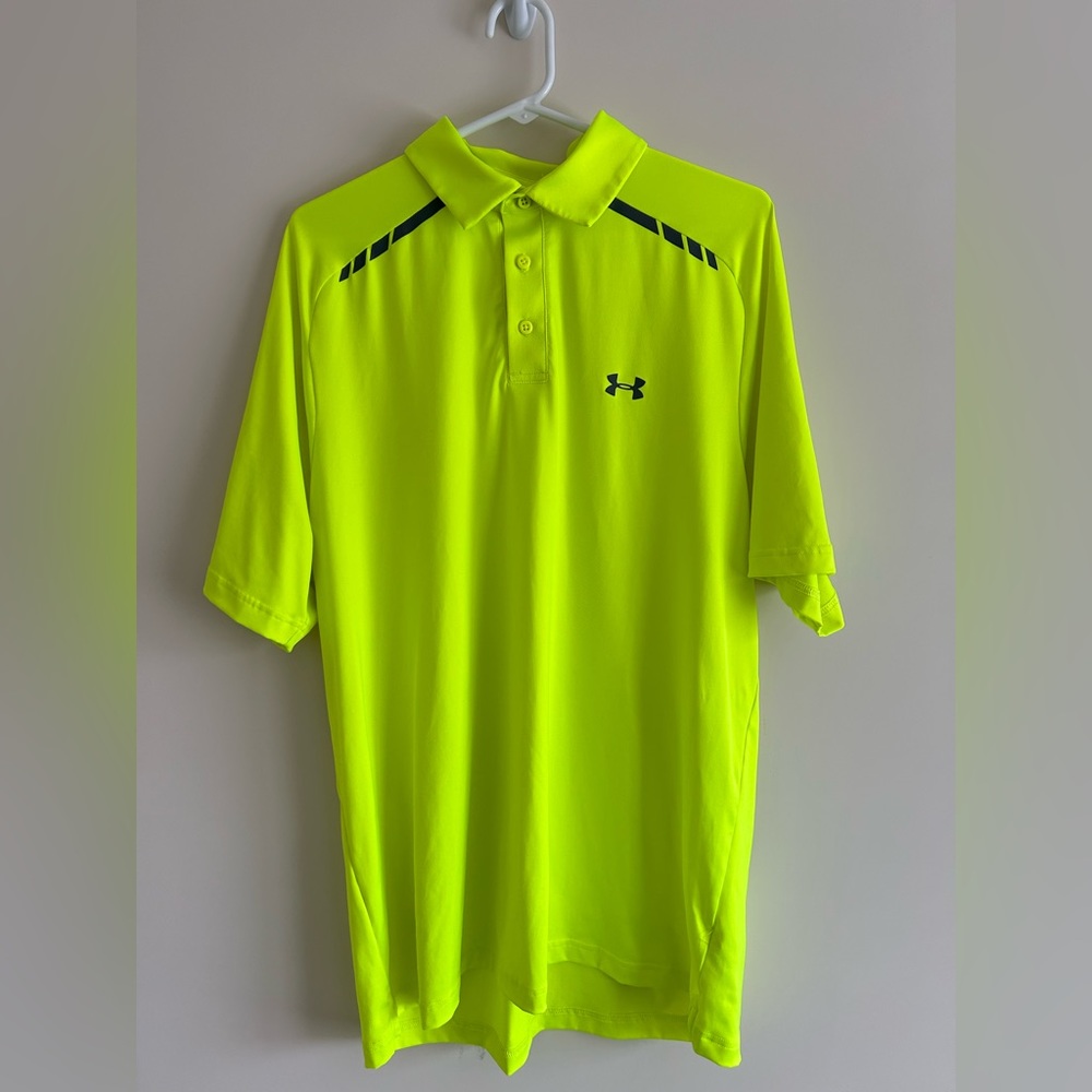 Men’s Under Armour Heatgear Golf Polo - Neon yellow/green - Size XL